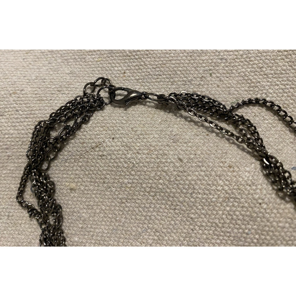 Vintage 4-Tier Statement Necklace Beaded Silver Tone 17 in Chain Boho Necklace - Picture 4 of 6